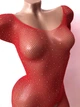 Бодістокінг боді сітка зі стразами еротична білизна з вирізом Sexy OneSize червоний (5-344) - изображение 2