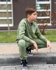 Теплий костюм для хлопчика (штани та світшот) з написами Носи своє 134 Зелений (p-12016-132789) - изображение 9