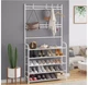 Вешалка напольная стойка для одежды с подставкой для обуви New multi functional shoe and hat rack белая - изображение 2