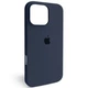 Чехол Fiji Silicone Case для Apple iPhone 16 Pro бампер накладка Soft Touch с микрофиброй Dark Blue - изображение 1