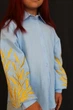 Вишита блуза для дівчинки Козачок Єва 158 блакитна - изображение 3