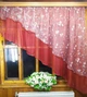 Фіранка кухонна готова коротка Ніка Бордо сакура правая 280*170 см - зображення 1