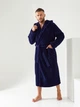 Мужской махровый длинный халат с капюшоном цвет темно синий M-XXL размер 46-52 - изображение 2