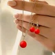 Комплект колье с кулоном и сережки бусины Золотистый красный - изображение 5