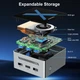 Мини ПК AIOEXPC X MINI N95 / Intel Alder Lake N95 / RAM 12GB / SSD 256GB / 2 x HDMI / 2 x LAN / Wi-Fi 5 / Bluetooth 4.2 / Windows 11 / Серебристый-Чёрный Б/В - изображение 4