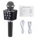 Микрофон караоке с USB, microSD, AUX, FM, Bluetooth со встроенной колонкой 6 Вт WSTER Black Original (WS-1688) - изображение 2