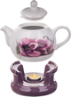 Dzbanek na herbatę ceramiczny Kadax Irais z podgrzewaczem Biało-Fioletowy 1 l (5906638318461) - obraz 3