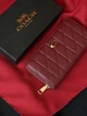 Женский кошелек Coach Quilted Leather Zip Around Long Walle бордовый большой - изображение 3