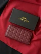 Женский кошелек Coach Quilted Leather Zip Around Long Walle бордовый большой - изображение 4