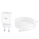 Сетевое зарядное устройство Hoco C76A Plus, PD, 20W, кабель Type-C to Lightning, 3A, White - изображение 2