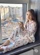 Піжама для дівчаток Sisters Cherries з мусліну на довгий рукав з штанами принт сердечка 134 - изображение 2