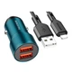 Автомобільний зарядний пристрій Borofone BZ19 Wisdom, кабель USB to Lightning, 2.4A, Сапфірово-синій - зображення 1