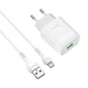 Мережевий зарядний пристрій Hoco C72Q Glorious, QC3.0, кабель MicroUSB, White - зображення 1