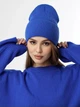Вязаная шапка бини с широким отворотом на флисе Эмма One-size Электрик - изображение 2