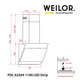 Белая настенная наклонная сенсорная мощная кухонная вытяжка WEILOR PDL 62304 WH 1100 LED Strip, 60 см - изображение 2