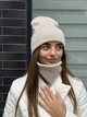 Шапка и бафф женский молодежный комплект STD светло-бежевый - изображение 2