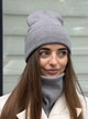 Шапка и бафф женский молодежный комплект STD серый - изображение 6