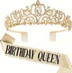 Набір для дня народження - металева діадема та стрічка BIRTHDAY QUEEN золото(5667) - изображение 1