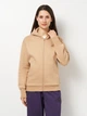 Толтсовка на молнии утепленная с капюшоном женская Adidas All Szn Fleece JV7290 S Бежевая (4068808555531) - изображение 1