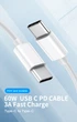 Кабель USB type C - USB type C (1m) PD 60 Вт провод быстрой зарядки для телефона KUULAA (KL-X19) White - изображение 3