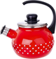 Czajnik Orion Tecka z gwizdkiem emaliowany Czerwony w grochy 1.75 l (8592381160326) - obraz 1