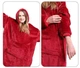 Плед толстовка с капюшоном плюшевый Huggle Hoodie красный теплый мягкий худи с карманом на флисе 80х100 см - изображение 7