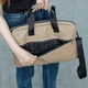 Женская деловая сумка для ноутбука до 15.6" Capitalist Str Beige, бежевая, из фактурной экокожи, 5 отделений - изображение 8