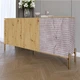 Комод закрытый в гостиную на золотых металлических ножках LION Грей 154x38x76,5 см Дуб Артизан/Камень (LION-041854) - изображение 1