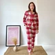 Пижама (рубашка+штаны) женская теплая Фланель XL Клетка красная с розовым Cosy F61P - изображение 1