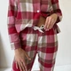 Пижама (рубашка+штаны) женская теплая Фланель XL Клетка красная с розовым Cosy F61P - изображение 2