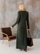 Платье длинное вязаное осеннее женское ARTKNIT Николь L Темно-зеленое (2251948766017) - изображение 2