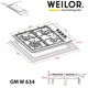 Газовая варочная поверхность для кухни WEILOR GM W 634 BL, черная эмалированная на 4 конфорки, газ-контроль - изображение 10