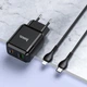 Сетевое зарядное устройство Hoco N5 USB QC3.0 3A, Type-C PD - Lightning 1m, Black - изображение 4