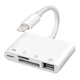 Адаптер OTG перехідник картрідер для iPhone / iPad NK-108L 4 in 1 Lightning / TF / SD / USB, White - зображення 1