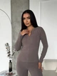 Жіночий однотонний термо-костюм (облягаюча кофта+лосини) Uaclothes 46-48 Капучино (like35338-157601350) - изображение 7
