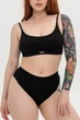 Хлопковый комплект нижнего белья Basic Fit топ-бра и трусики-слипы Черный XL - изображение 1