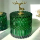 Сахарница зелёная “Серебряный олень” 490 мл — стеклянная декоративная банка с крышкой - изображение 3