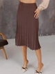 Юбка миди осенняя женская ARTKNIT Плиссе XL Шоколад (2251940731013) - изображение 1
