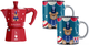 Zestaw Bialetti Joyful Christmas Moka Express Kawiarka na 6 filiżanek 270 ml Czerwona + 2 kubki 300 ml (8006363094887) - obraz 1
