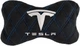 Подушка на підголівник автомобіля EVAtech з алькантари 27 х 16 см Tesla чорна з синьою ниткою великий подвійний ромб (SPALHRBLV040) - зображення 1