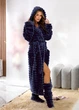 Женский махровый халат с комнатными сапожками 831522 L-XL (50-54) Темно-синий - изображение 2