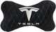 Подушка на подголовник автомобиля EVAtech из алькантары 27 х 16 см Tesla черная с синей нитью малый ромб (SPALMRBLV040) - изображение 1