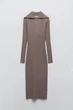 Сукня в рубчик міді Zara 0858/307 XS Коричнева (00858307706XS) - зображення 4