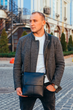 Чоловіча сумка планшет через плече 23х26х6 шкіряна барсетка Tiding Bag SK A75-181 чорна - зображення 5