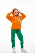 Детский спортивный утепленный костюм Kindamor Warm Autumn Orange для девочки, флис 116 см оранжевый с зеленым - изображение 3