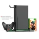 Мультифункциональная вертикальная подставка DOBE для игровой консоли Xbox Series X, зарядная станция с аккумуляторными батареями 800 mAh для геймпада Microsoft Wireless Controller с LED подсветкой статуса зарядки, 10 слотов для дисков - изображение 3