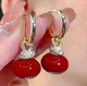 Серьги бижутерия стильные деликатные подвески Jeweston Темно-красные с золотистым - изображение 7