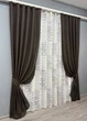 Комплект штор VR-Textil Лен Мешковина 100х270 2шт и Тюль 300х270 107ш-1790т Венге с белым 71-062/1 - изображение 2