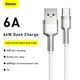 Дата кабель USB 3.1 AM to Type-C 2.0m CAKF 6.0A 66W Cafule Series Metal Data Cable White Baseus (CAKF000202) - зображення 3