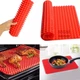 Силиконовый коврик для выпечки в духовке мяса рыбы пиццы гриля 39x27 см антипригарный кухонный кондитерский термостойкий многоразовый противень для запекания выпекания форма с шипами антипригарным покрытием красный - изображение 3